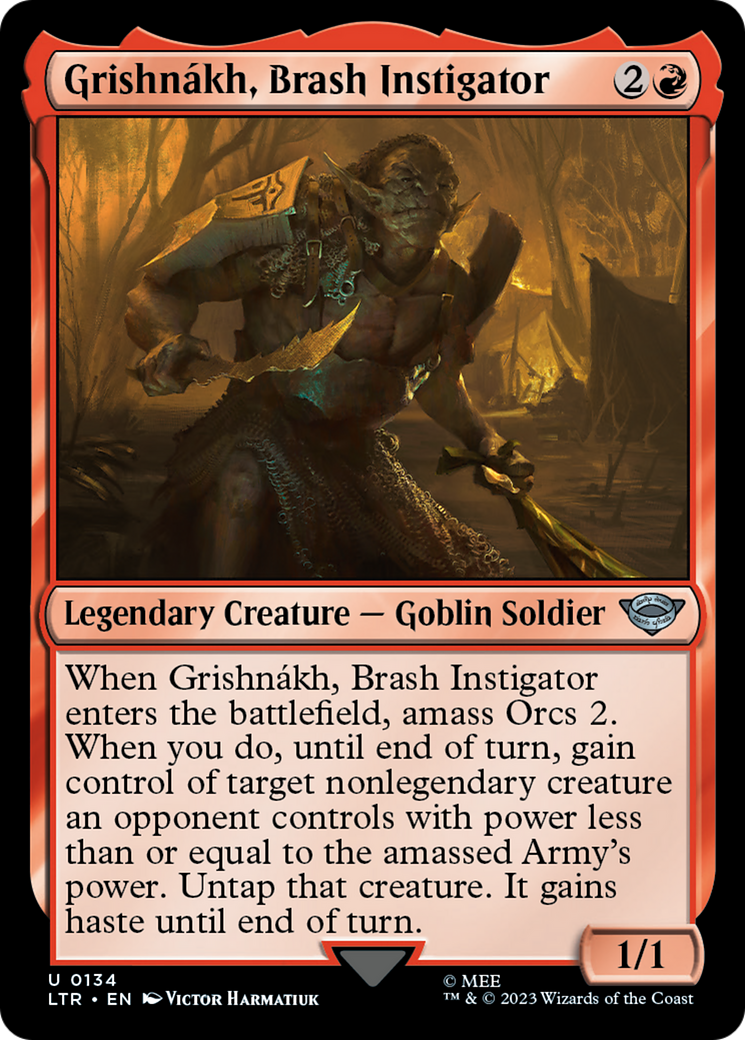 Grishnakh, Brash Instigator (LTR-134) [The Lord of the Rings: Tales of Middle-earth] MTG Single Wizards of the Coast
