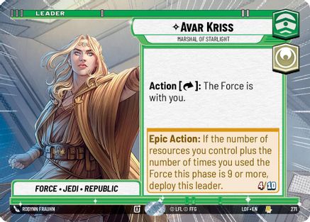 Avar Kriss - Marshal of Starlight (Hyperspace) (271) [Legends of the Force] Star Wars: Unlimited Single Disney