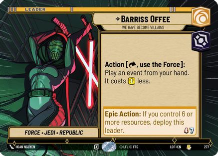 Barriss Offee - We Have Become Villains (Hyperspace) (277) [Legends of the Force] Star Wars: Unlimited Single Disney