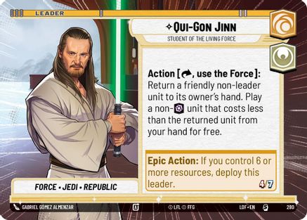 Qui-Gon Jinn - Student of the Living Force (Hyperspace) (280) [Legends of the Force] Star Wars: Unlimited Single Disney