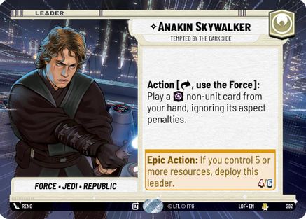 Anakin Skywalker - Tempted by the Dark Side (Hyperspace) (282) [Legends of the Force] Star Wars: Unlimited Single Disney