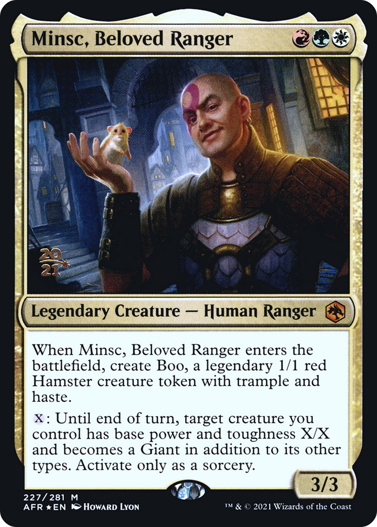 Minsc, Beloved Ranger (PRE-227) [Adventures in the Forgotten Realms Promos] Foil MTG Single Wizards of the Coast
