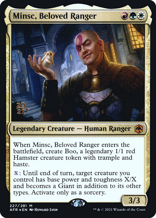 Minsc, Beloved Ranger (PRE-227) [Adventures in the Forgotten Realms Promos] Foil MTG Single Wizards of the Coast