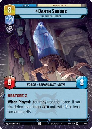 Darth Sidious - The Phantom Menace (Hyperspace) (303) [Legends of the Force] Star Wars: Unlimited Single Disney