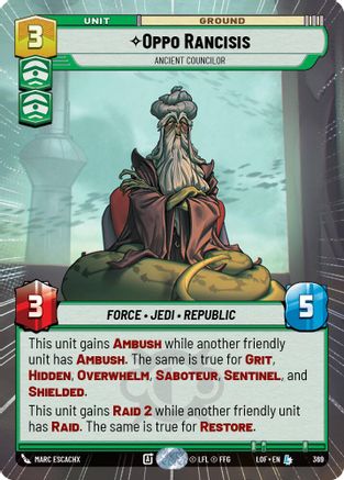 Oppo Rancisis - Ancient Councilor (Hyperspace) (369) [Legends of the Force] Star Wars: Unlimited Single Disney