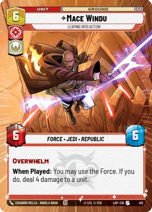 Mace Windu - Leaping into Action (Hyperspace) (413) [Legends of the Force] Star Wars: Unlimited Single Disney