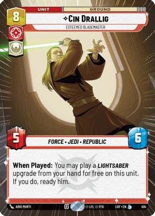 Cin Drallig - Esteemed Blademaster (Hyperspace) (414) [Legends of the Force] Star Wars: Unlimited Single Disney