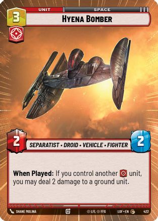 Hyena Bomber (Hyperspace) (422) [Legends of the Force] Star Wars: Unlimited Single Disney