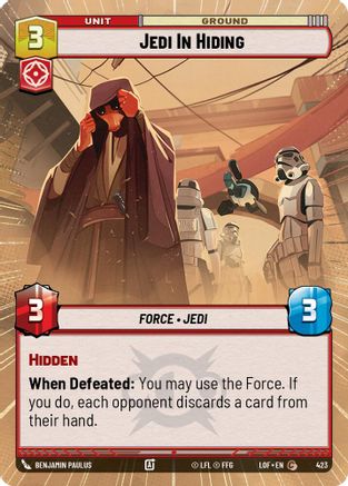 Jedi In Hiding (Hyperspace) (423) [Legends of the Force] Star Wars: Unlimited Single Disney