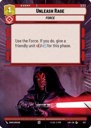 Unleash Rage (Hyperspace) (437) [Legends of the Force] Star Wars: Unlimited Single Disney