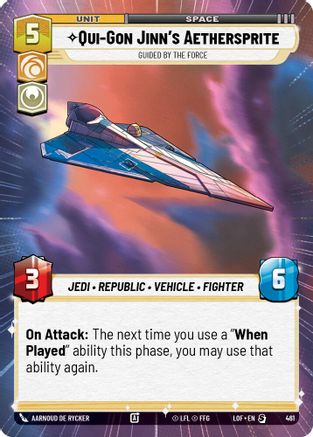 Qui-Gon Jinn's Aethersprite - Guided by the Force (Hyperspace) (461) [Legends of the Force] Star Wars: Unlimited Single Disney
