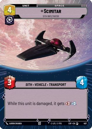 Scimitar - Sith Infiltrator (Hyperspace) (497) [Legends of the Force] Star Wars: Unlimited Single Disney
