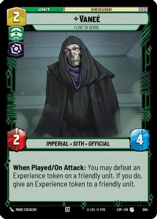 Vanee - I Live to Serve (Foil) (584) [Legends of the Force] Foil Star Wars: Unlimited Single Disney