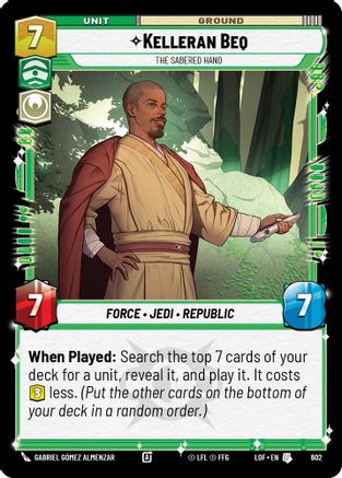 Kelleran Beq - The Sabered Hand (Foil) (602) [Legends of the Force] Foil Star Wars: Unlimited Single Disney