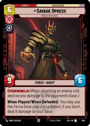 Savage Opress - Imbued With Hate (Foil) (639) [Legends of the Force] Foil Star Wars: Unlimited Single Disney