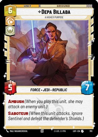 Depa Billaba - A Higher Purpose (Foil) (701) [Legends of the Force] Foil Star Wars: Unlimited Single Disney