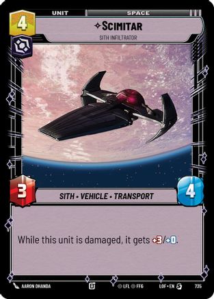 Scimitar - Sith Infiltrator (Foil) (735) [Legends of the Force] Foil Star Wars: Unlimited Single Disney