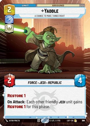 Yaddle - A Chance To Make Things Right (Hyperspace Foil) (785) [Legends of the Force] Foil Star Wars: Unlimited Single Disney
