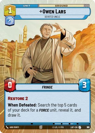 Owen Lars - Devoted Uncle (Hyperspace Foil) (797) [Legends of the Force] Foil Star Wars: Unlimited Single Disney