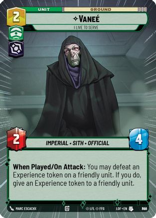 Vanee - I Live to Serve (Hyperspace Foil) (822) [Legends of the Force] Foil Star Wars: Unlimited Single Disney