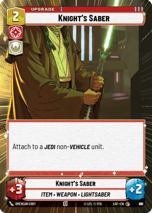 Knight's Saber (Hyperspace Foil) (891) [Legends of the Force] Foil Star Wars: Unlimited Single Disney