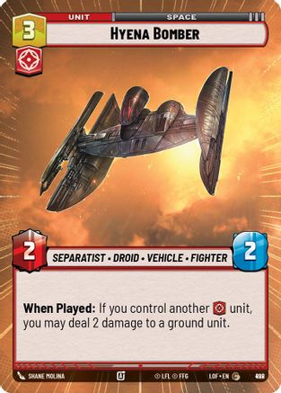 Hyena Bomber (Hyperspace Foil) (898) [Legends of the Force] Foil Star Wars: Unlimited Single Disney