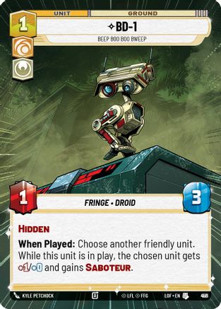 BD-1 - Beep Boo Boo Bweep (Hyperspace Foil) (931) [Legends of the Force] Foil Star Wars: Unlimited Single Disney