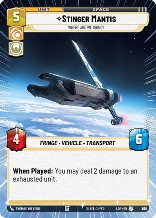 Stinger Mantis - Where Are We Going? (Hyperspace Foil) (938) [Legends of the Force] Foil Star Wars: Unlimited Single Disney