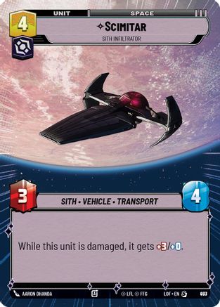 Scimitar - Sith Infiltrator (Hyperspace Foil) (973) [Legends of the Force] Foil Star Wars: Unlimited Single Disney