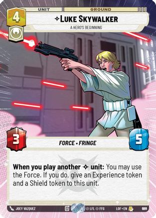 Luke Skywalker - A Hero's Beginning (Hyperspace Foil) (989) [Legends of the Force] Foil Star Wars: Unlimited Single Disney
