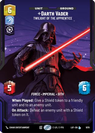 Darth Vader - Twilight of the Apprentice (Prestige Foil) (1070) [Legends of the Force] Foil Star Wars: Unlimited Single Disney
