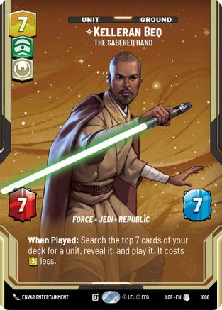 Kelleran Beq - The Sabered Hand (Prestige Foil) (1086) [Legends of the Force] Foil Star Wars: Unlimited Single Disney