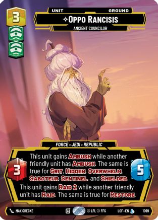 Oppo Rancisis - Ancient Councilor (Prestige Foil) (1099) [Legends of the Force] Foil Star Wars: Unlimited Single Disney