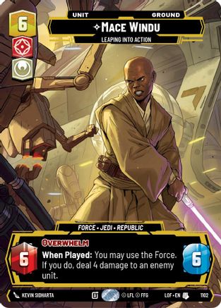 Mace Windu - Leaping into Action (Prestige Foil) (1102) [Legends of the Force] Foil Star Wars: Unlimited Single Disney