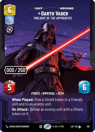 Darth Vader - Twilight of the Apprentice (Serialized) (1116) [Legends of the Force] Foil Star Wars: Unlimited Single Disney