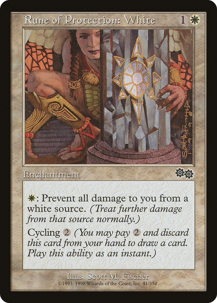 Rune of Protection: White (USG-041) [Urza's Saga] MTG Single Wizards of the Coast