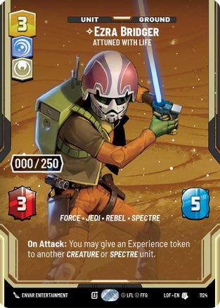 Ezra Bridger - Attuned With Life (Serialized) (1124) [Legends of the Force] Foil Star Wars: Unlimited Single Disney