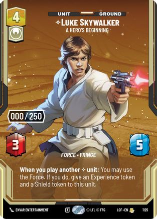 Luke Skywalker - A Hero's Beginning (Serialized) (1125) [Legends of the Force] Foil Star Wars: Unlimited Single Disney