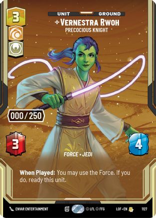 Vernestra Rwoh - Precocious Knight (Serialized) (1127) [Legends of the Force] Foil Star Wars: Unlimited Single Disney