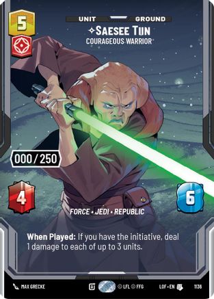 Saesee Tiin - Courageous Warrior (Serialized) (1136) [Legends of the Force] Foil Star Wars: Unlimited Single Disney