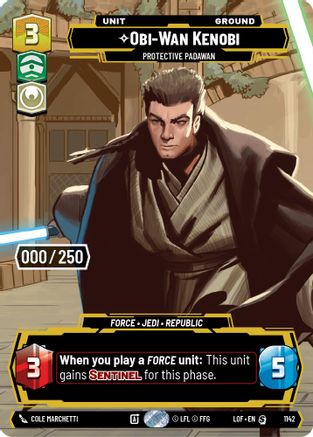Obi-Wan Kenobi - Protective Padawan (Serialized) (1142) [Legends of the Force] Foil Star Wars: Unlimited Single Disney