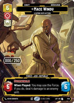 Mace Windu - Leaping into Action (Serialized) (1148) [Legends of the Force] Foil Star Wars: Unlimited Single Disney