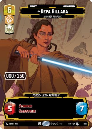 Depa Billaba - A Higher Purpose (Serialized) (1153) [Legends of the Force] Foil Star Wars: Unlimited Single Disney