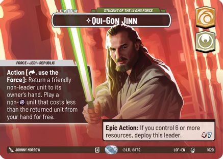 Qui-Gon Jinn - Student of the Living Force (Showcase) (1020) [Legends of the Force] Foil Star Wars: Unlimited Single Disney