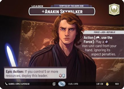 Anakin Skywalker - Tempted by the Dark Side (Showcase) (1022) [Legends of the Force] Foil Star Wars: Unlimited Single Disney