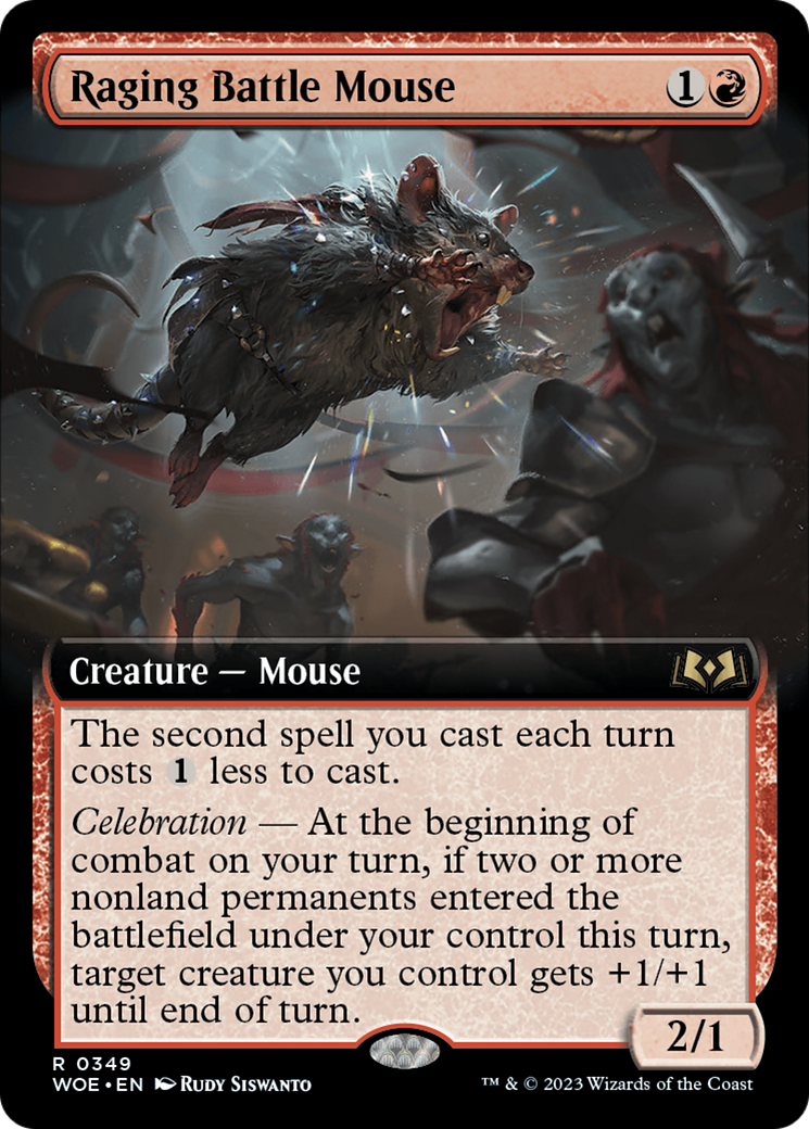 Raging Battle Mouse (WOE-349) [Wilds of Eldraine] (Extended Art) Foil MTG Single Wizards of the Coast