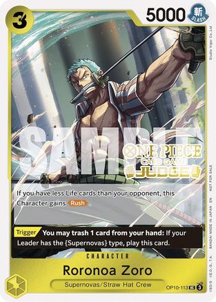Roronoa Zoro (Judge Pack Vol. 6) (OP10-113) [One Piece Promotion Cards] Foil One Piece Single Bandai