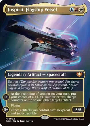 Inspirit, Flagship Vessel (Borderless) (EOC-002) [Commander: Edge of Eternities] MTG Single Wizards of the Coast
