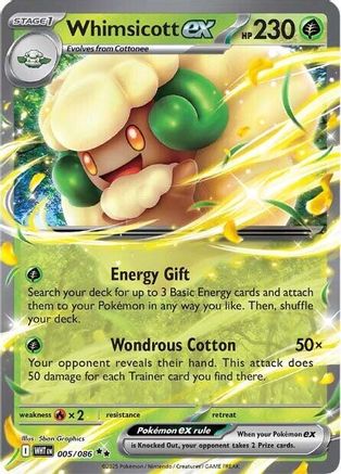 Whimsicott ex (5) - [SV: White Flare] Holofoil Pokemon Single Pokémon
