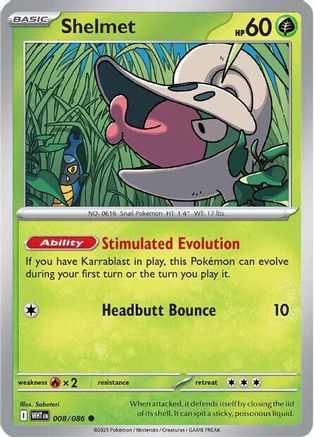 Shelmet (8) - [SV: White Flare] Reverse Holofoil Pokemon Single Pokémon